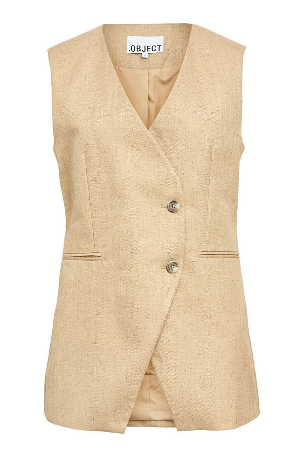 Object Chaleco cruzado tweed Marr&oacute;n