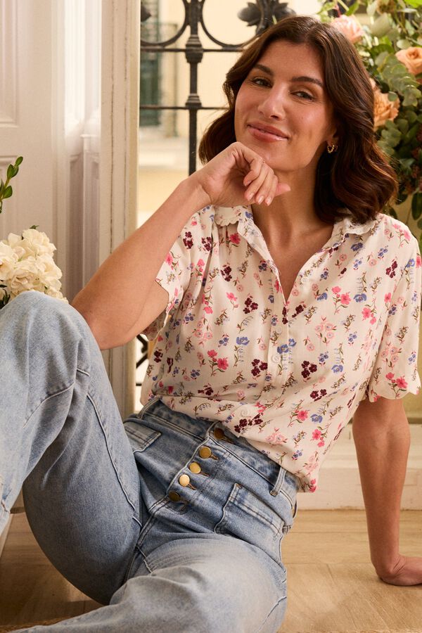 Pol&iacute;n Et Moi Blusa flores Odete Estampado blanco