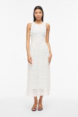 Vila Vestido midi con flores en tejido Blanco