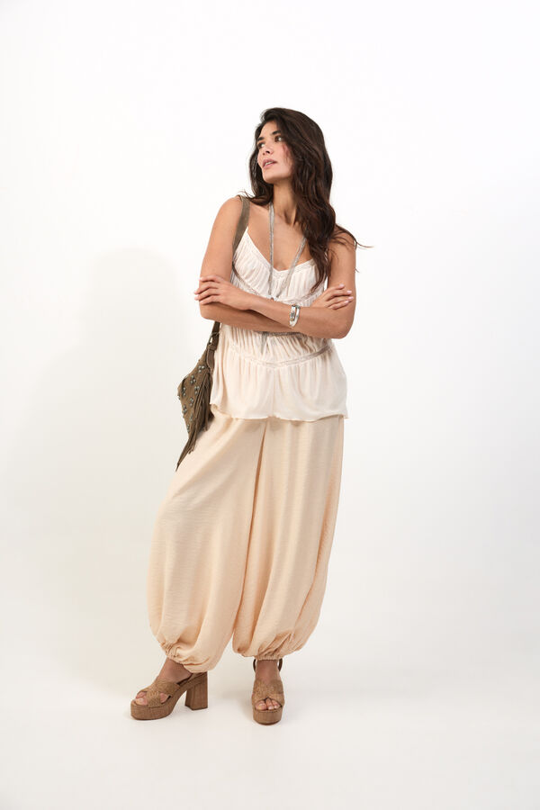 Slowlove Top tirante frunces Marfil