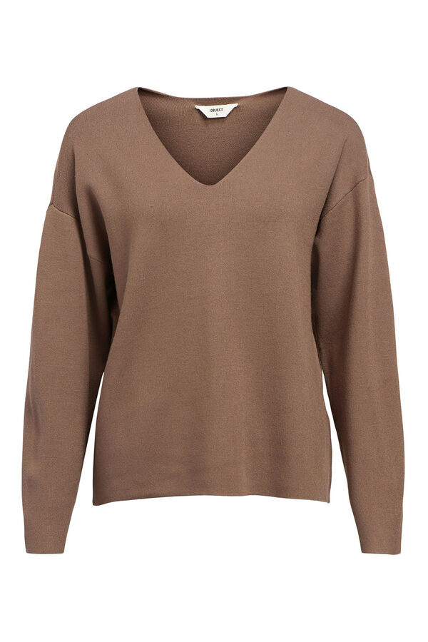 Object Jersey básico cuello pico Marrón