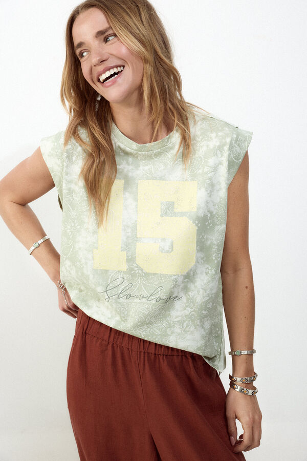 Slowlove Camiseta estampado oversize Kaki