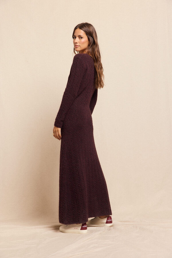 Slowlove Vestido punto aranés Granate