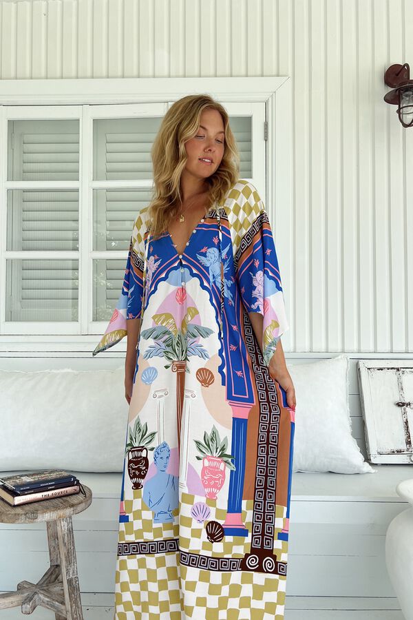 Jaase Vestido largo kaft&aacute;n Multicolor