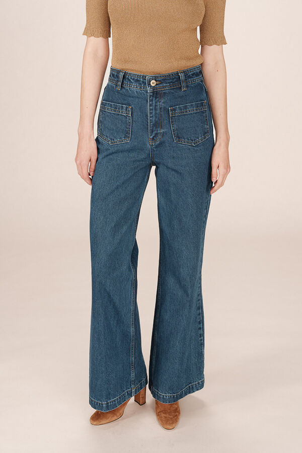 Grace & Mila Pantal&oacute;n denim de cintura alta Azul oscuro