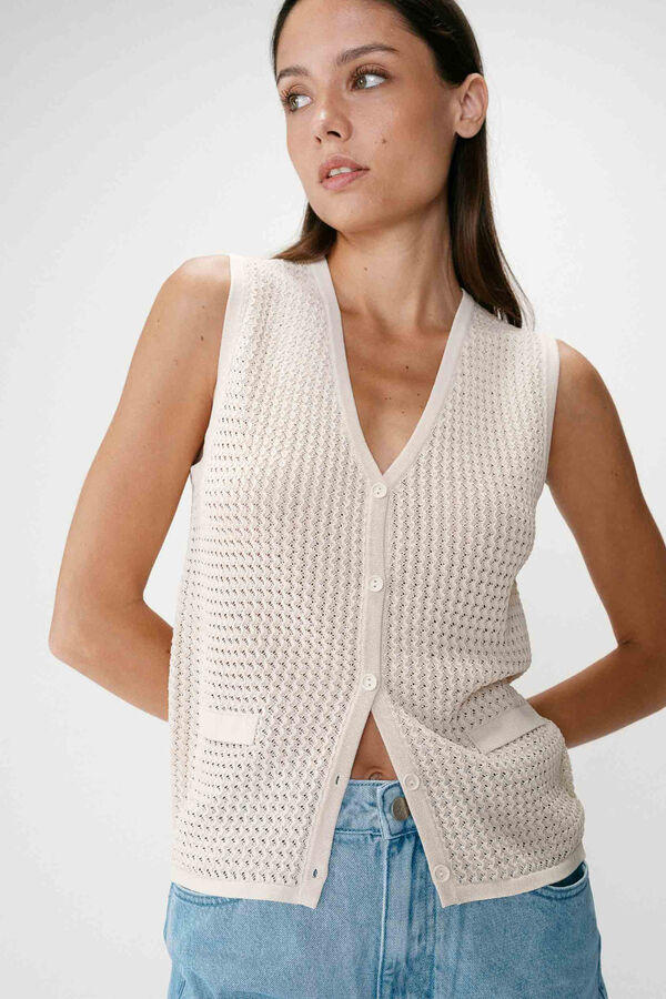 Grace & Mila Chaleco punto calado Wayne Beige