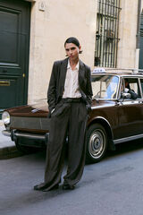 Vila Pantal&oacute;n de vestir con cuadros Marr&oacute;n