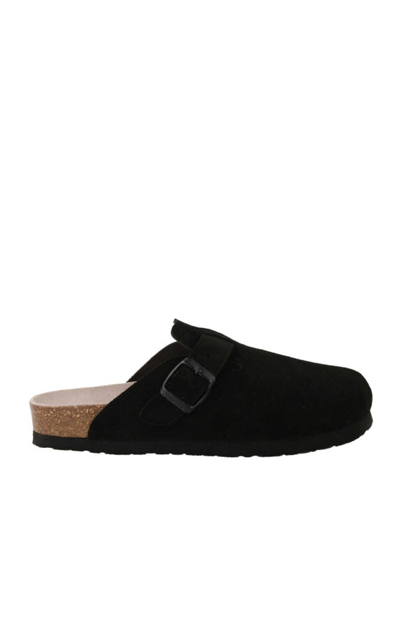 Genuins Zueco de piel serraje Negro
