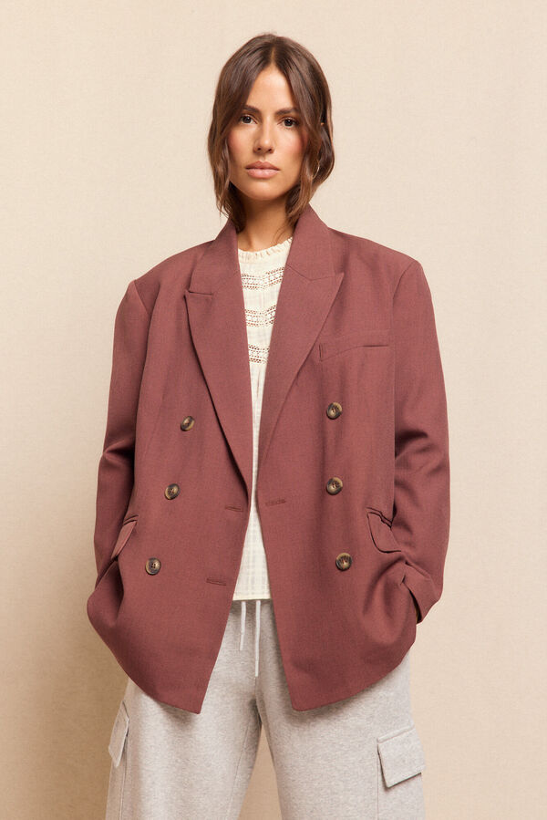 Slowlove Blazer de corte oversize Vino