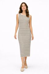 Vila Vestido midi de canal&eacute; sin mangas Beige
