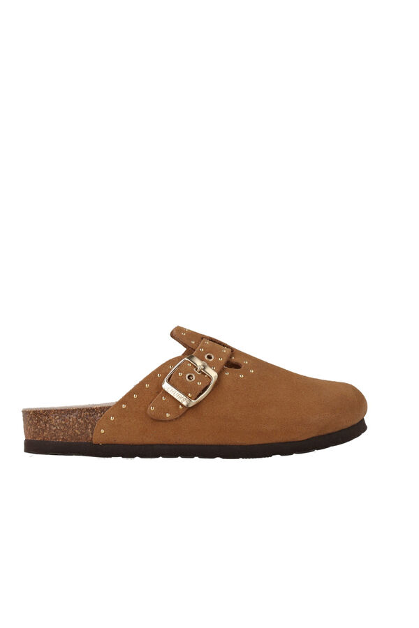 Genuins Zueco de piel serraje Camel
