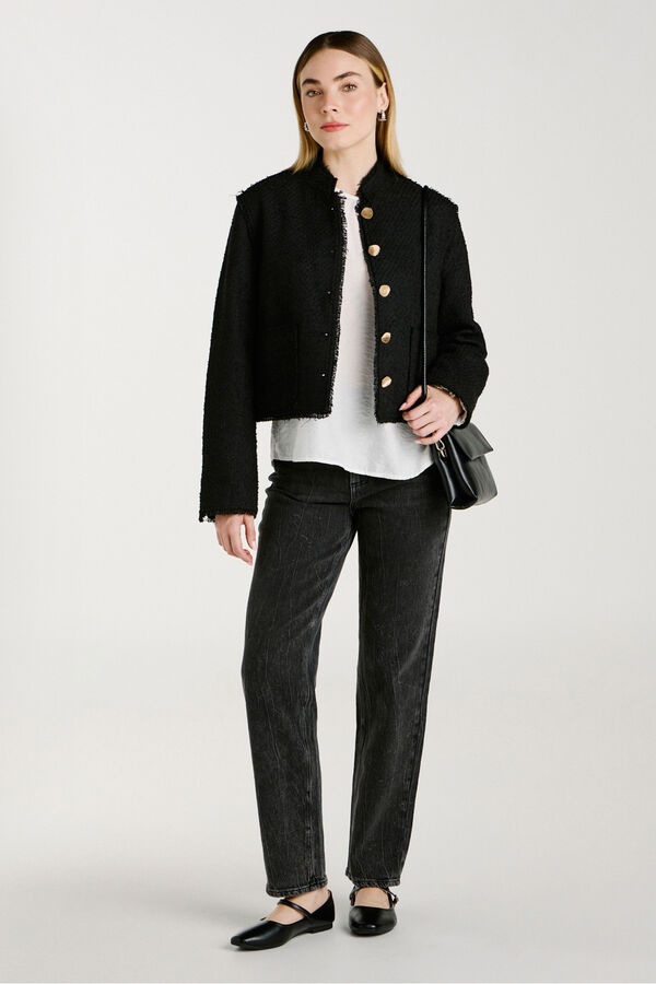 Vila Chaqueta de pa&ntilde;o con botones Negro