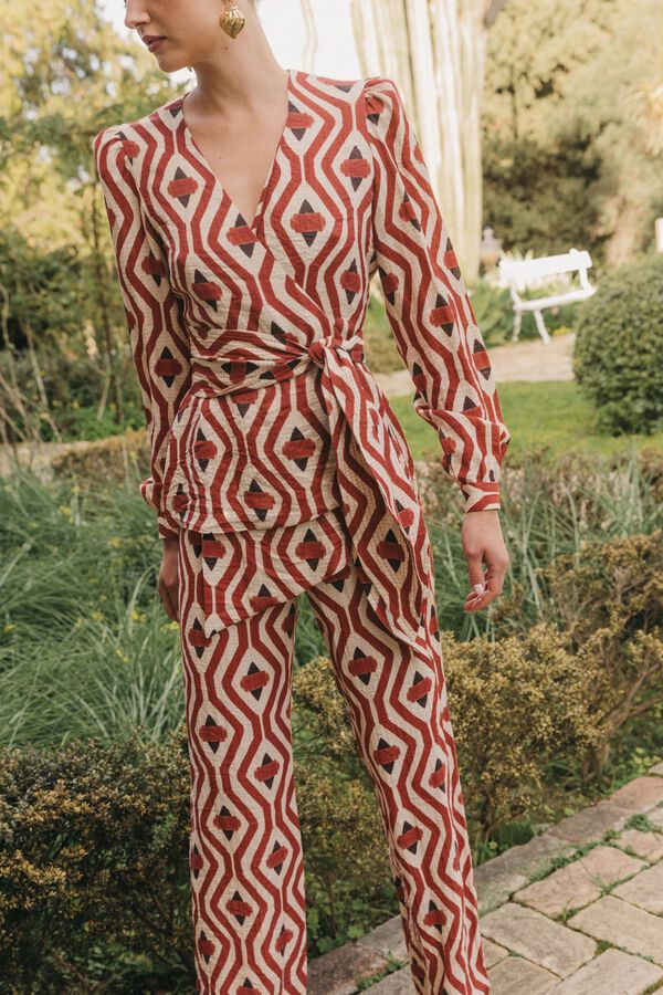Cherubina Pantal&oacute;n Normanda Estampado naranja