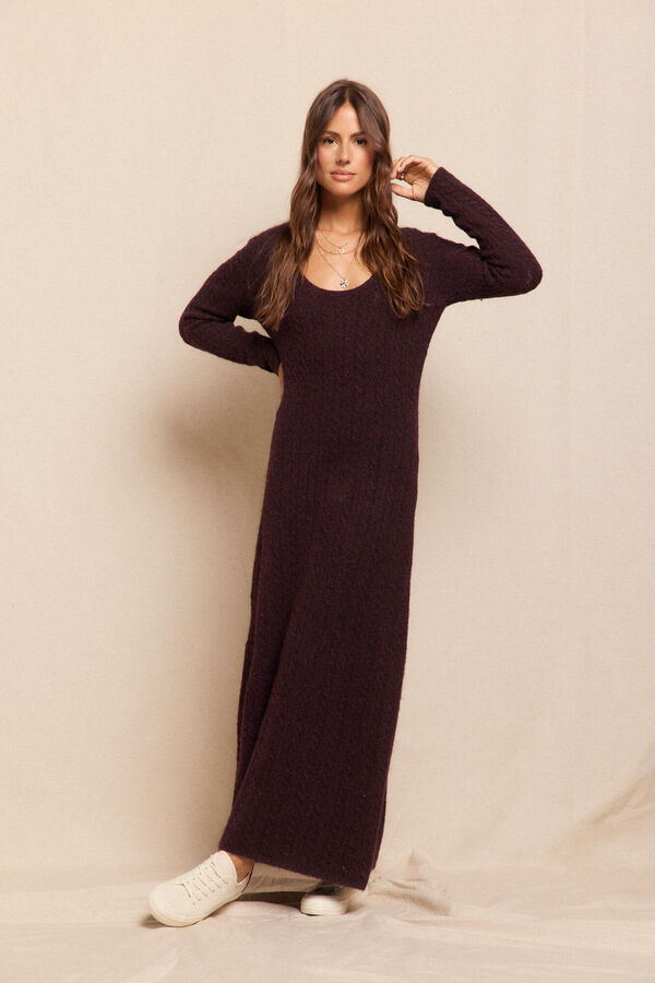 Slowlove Vestido punto aranés Granate