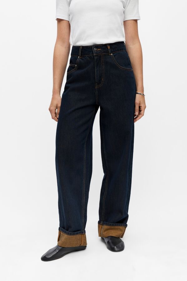 Object Jeans rectos vuelta en el bajo Azul marino