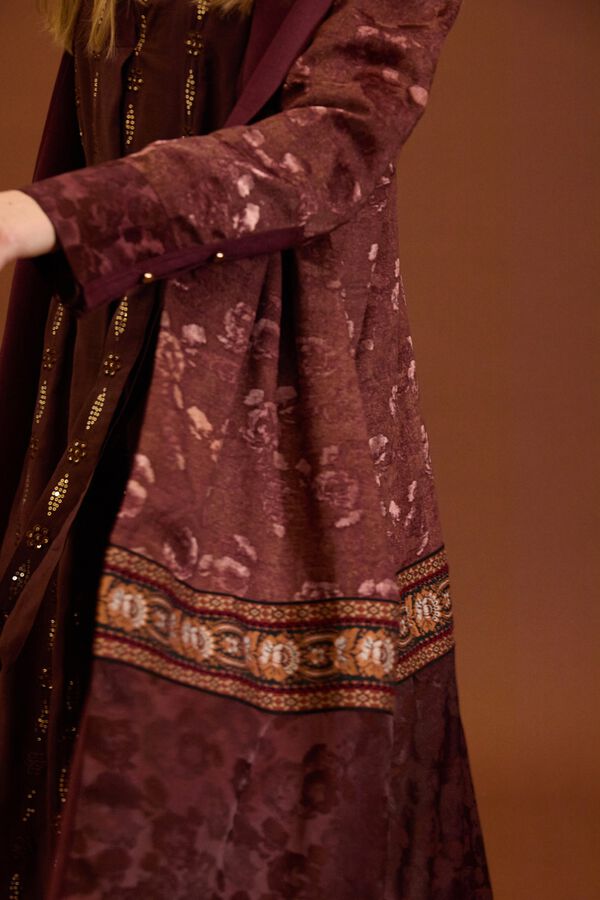 Meisie Caft&aacute;n en jacquard satinado Granate