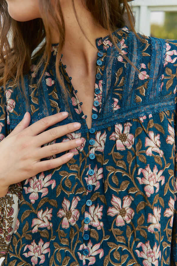 Jaase Blusa nadia estampado Nomade Estampado azul