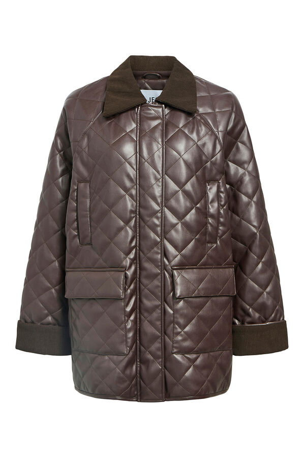 Object Abrigo efecto piel acolchado Marr&oacute;n oscuro