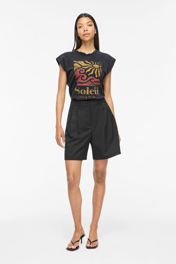 Vila Camiseta vintage con estampado Negro