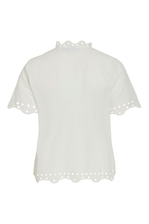 Vila Blusa con encaje ingl&eacute;s de algod&oacute;n org&aacute;nico Blanco