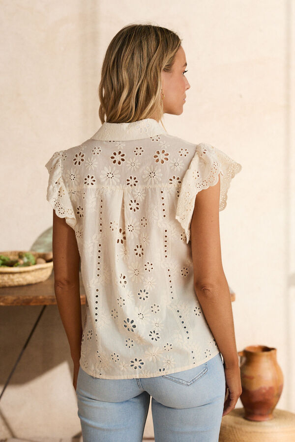 Pol&iacute;n Et Moi Camisa volantes Bibiana Beige