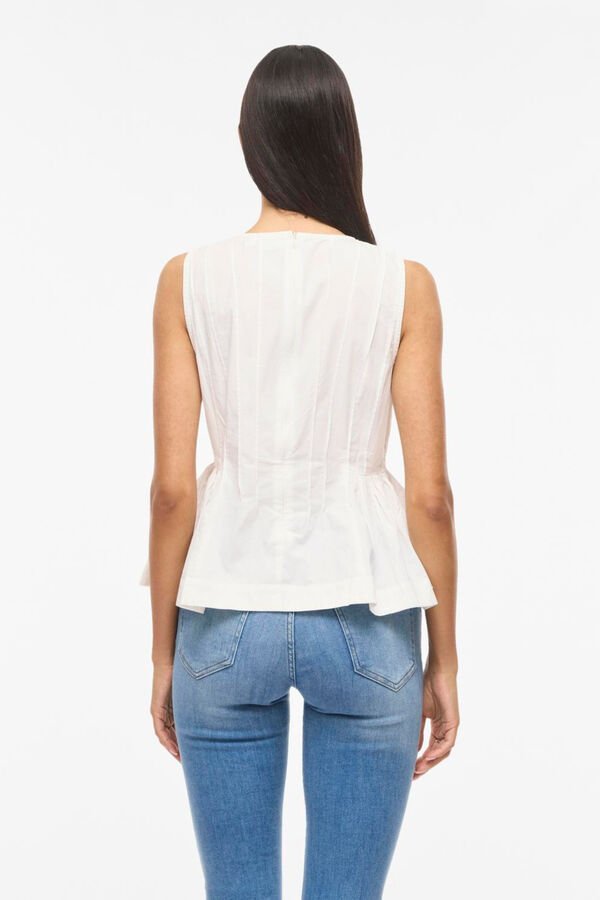 Vila Top sin mangas de algod&oacute;n org&aacute;nico con peplum Blanco