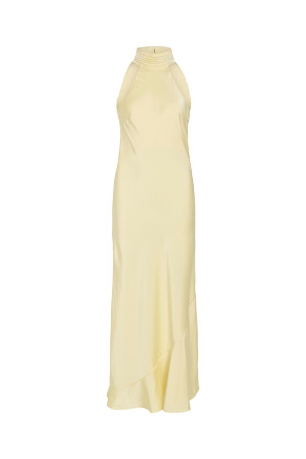 Vila Vestido largo cuello halter de fiesta Amarillo