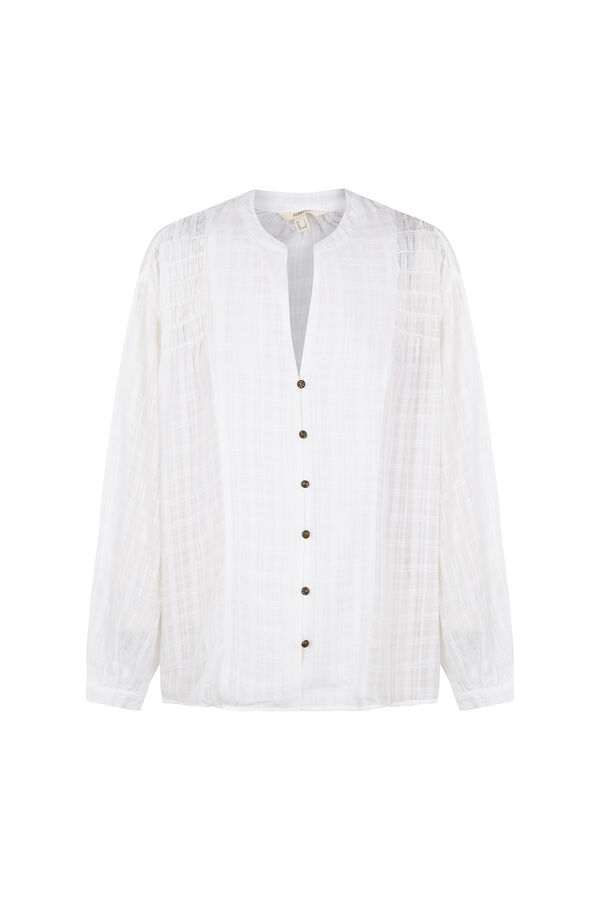 Slowlove Blusa frunce abullonada Marfil