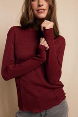 Slowlove Top básico melange Granate