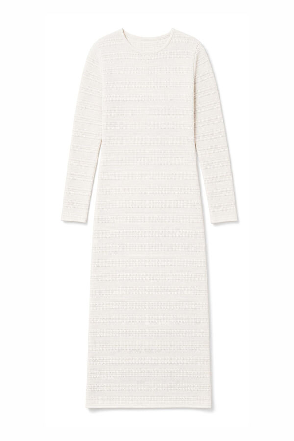 Slowlove Vestido estructura rayas Marfil