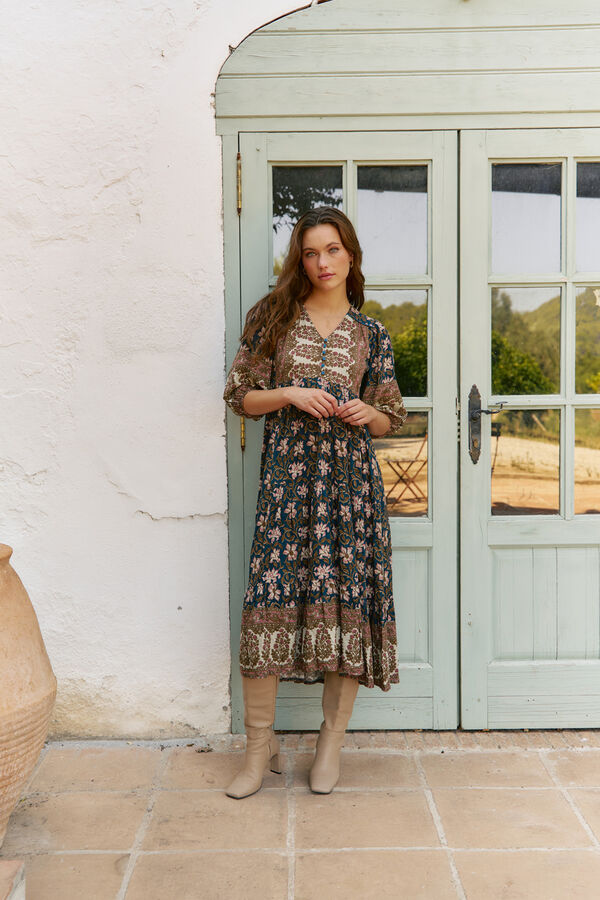 Jaase Vestido midi Eve estampado Nomade Multicolor