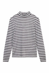 Slowlove Camiseta cuello alto rayas lurex Estampado gris