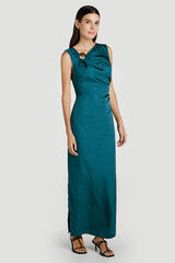 Vila Vestido midi satinado de fiesta Azul