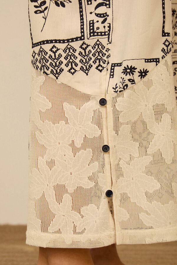 Meisie Pantal&oacute;n estampado bimateria Estampado blanco