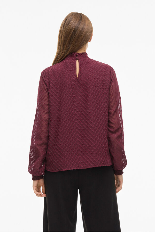 Vila Blusa de manga larga con cuello alto Granate