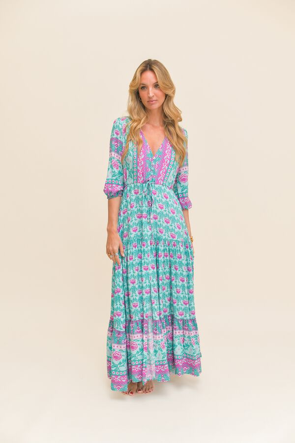 Jaase Vestido largo Tessa Estampado azul