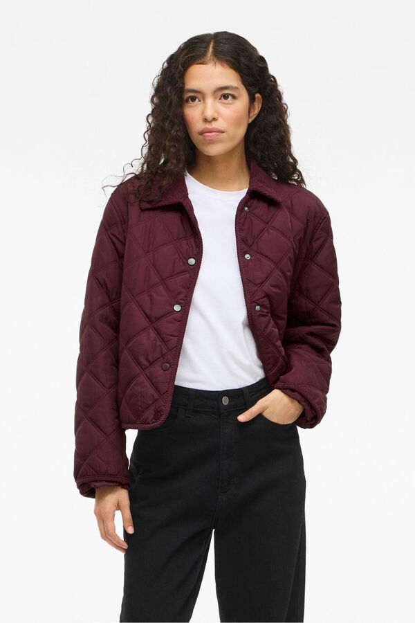 Vila Abrigo acolchado guateado con cuello de pana Granate