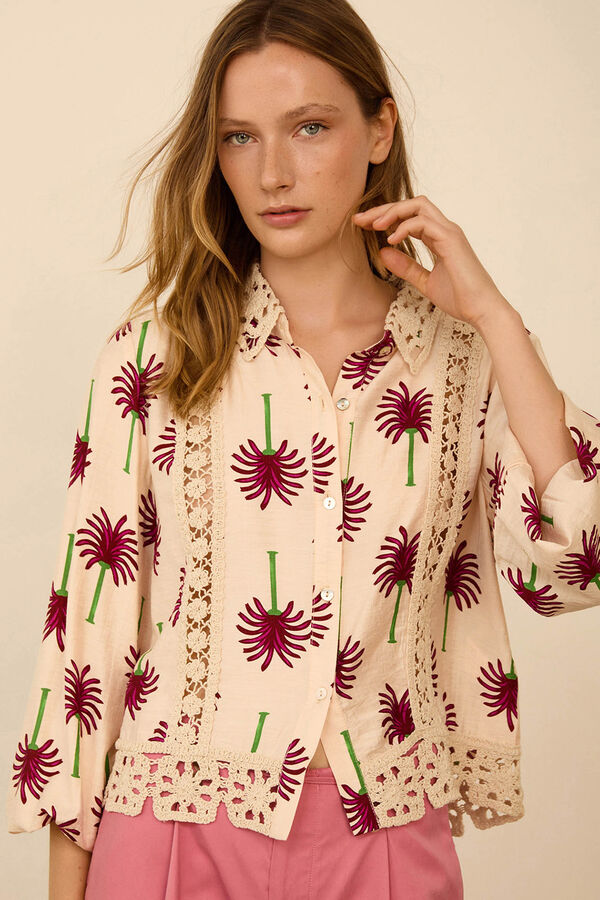 Meisie Camisa con estampado palmeras Estampado blanco