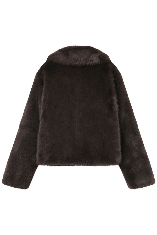 Grace & Mila Abrigo corto de pelo sintética Marrón oscuro