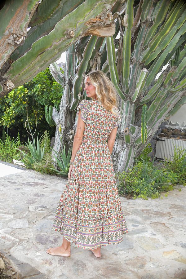 Jaase Vestido con lazada Estampado beige