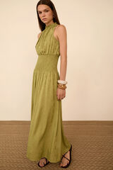 Meisie Vestido largo tejido jacquard Verde