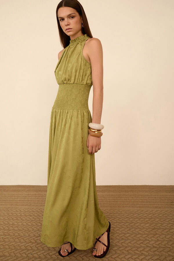 Meisie Vestido largo tejido jacquard Verde