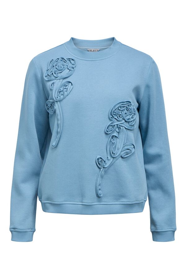 Object Sudadera bordado flores Azul