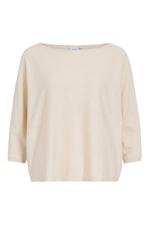 Vila Jersey fino cuello barco Beige