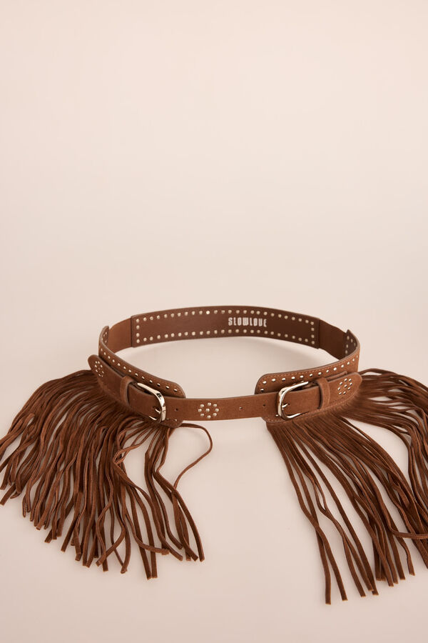 Slowlove Cintur&oacute;n high waist efecto piel Camel