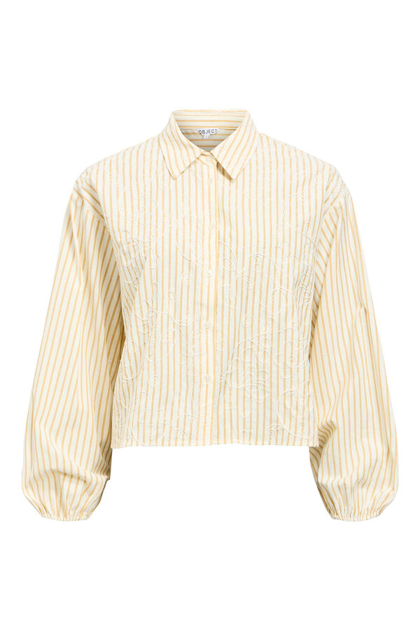 Object Camisa rayas bordados Beige