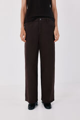 Cortefiel Jeans Wide Leg Marr&oacute;n oscuro