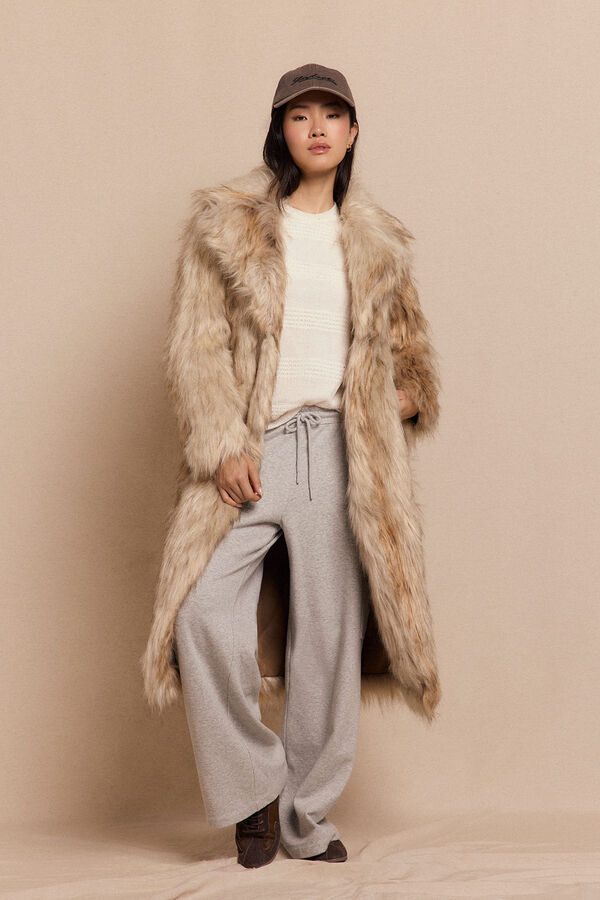 Slowlove Top manga larga estructura rústica Marfil