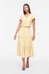 Vila Falda midi con calados de algod&oacute;n Amarillo