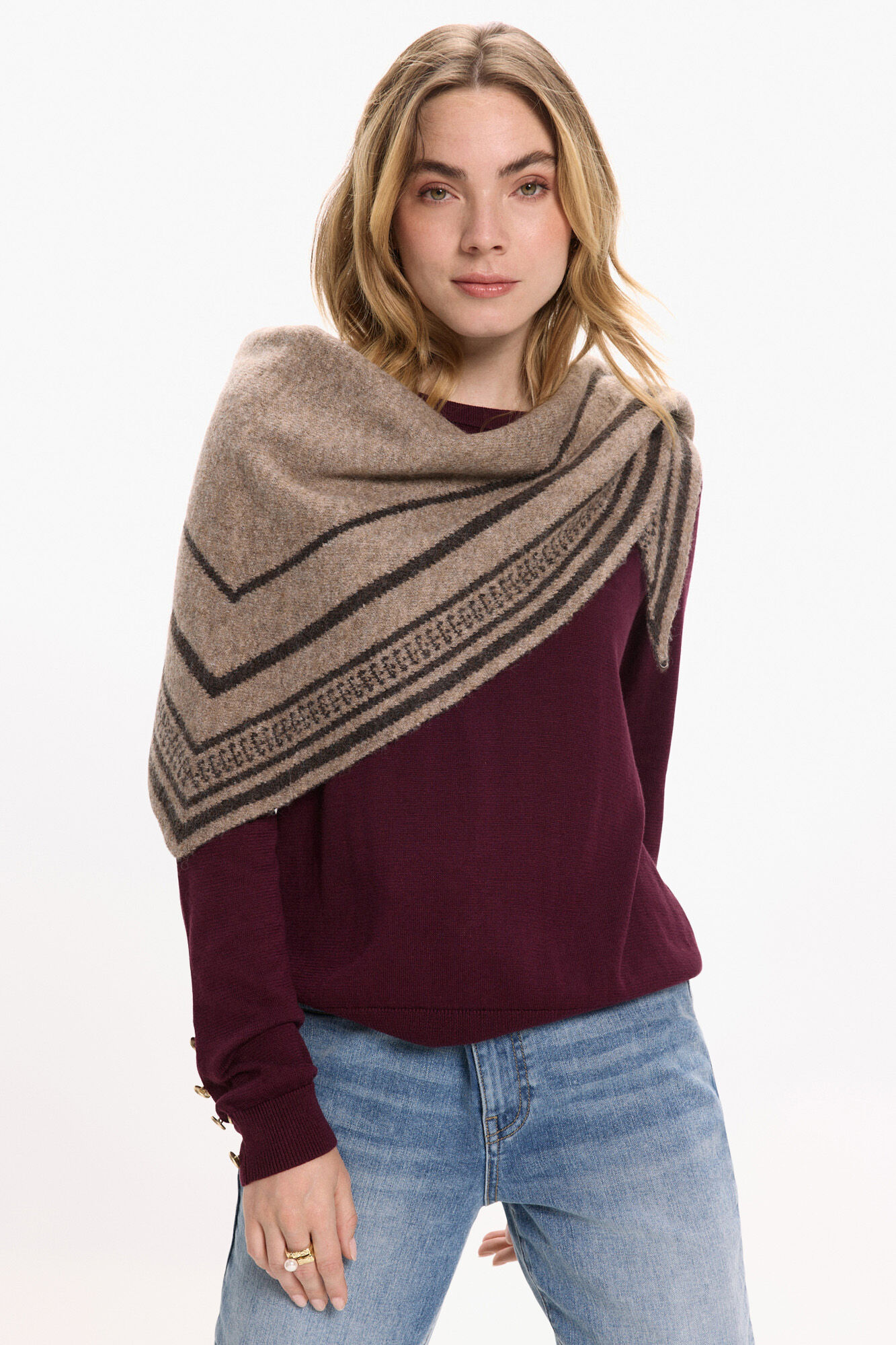 Vila Bufanda pa&ntilde;uelo de punto con lana